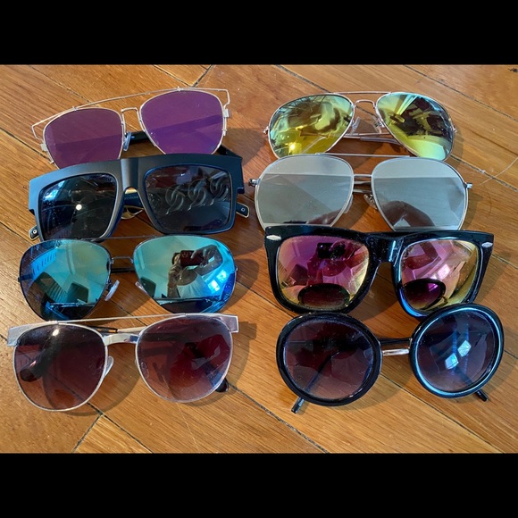 Lot of 8 sunglasses gold silver aviator black